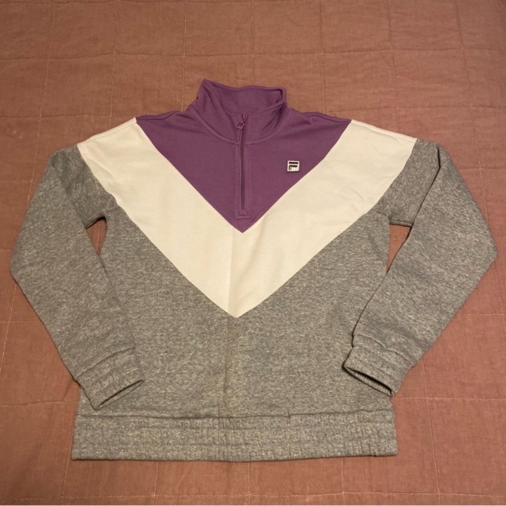 Fila pullover collar purple white gray 1/4 zip size medium soft